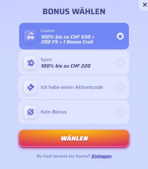 Inscription au casino Spinrollz